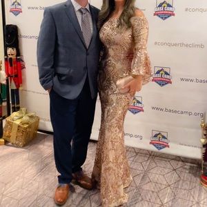 Gala, prom, wedding dress. champagne, rose gold